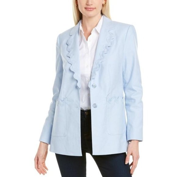 Rebecca Taylor NWT Blue Blazer Slub Denim Textured Jacket 2 - Picture 1 of 6